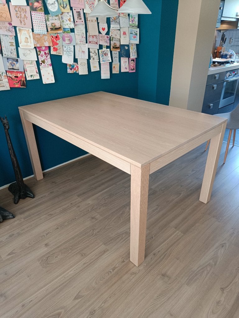Eikenhouten eettafel 150x98x78, Ophalen, 100 tot 150 cm, Eikenhout, 50 tot 100 cm