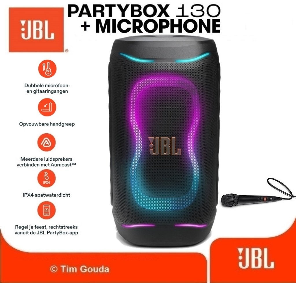 ✅ JBL Partybox 130 + Microfoon - NIEUW