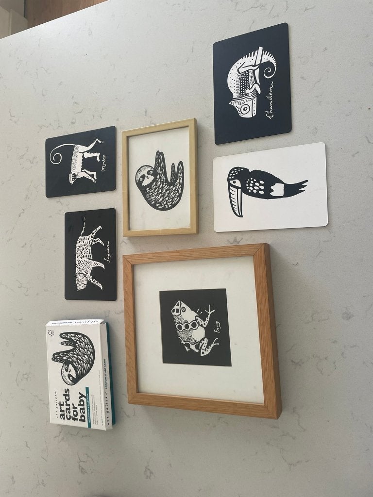 Wee Gallery Art Cards for Baby + 2 houten lijsten, Overige merken, Zwart, Ophalen of Verzenden, Zo goed als nieuw