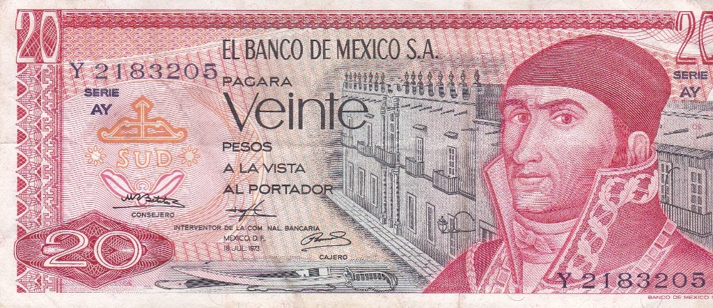 EL BANCO DE MEXICO 1973 20 PESOS, Ophalen of Verzenden, Overige materialen