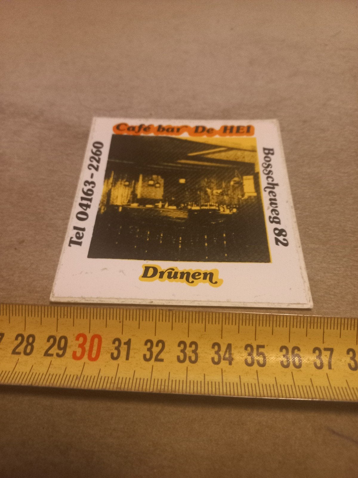 Vintage Café bar De HEI Drunen reclamesticker, Ophalen of Verzenden, Gebruikt