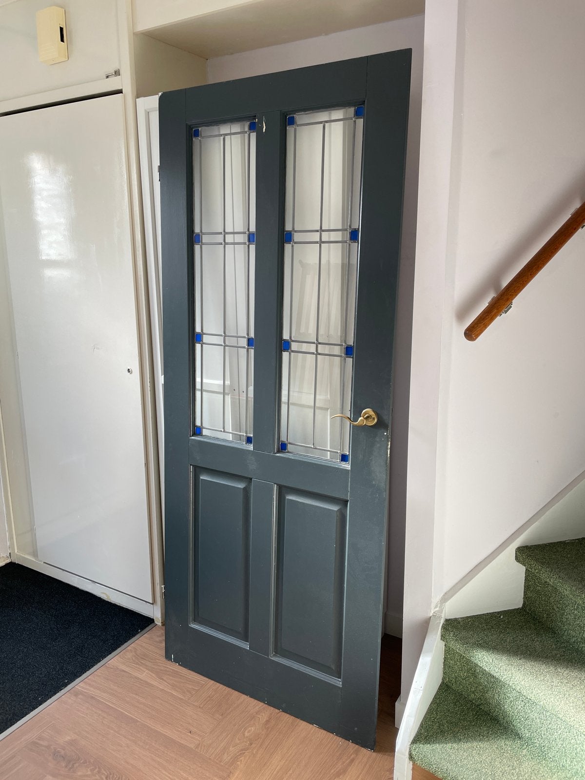 Deur met prachtig glas in lood - opknapbeurt nodig, Ophalen, Gebruikt, 80 tot 100 cm, Binnendeur