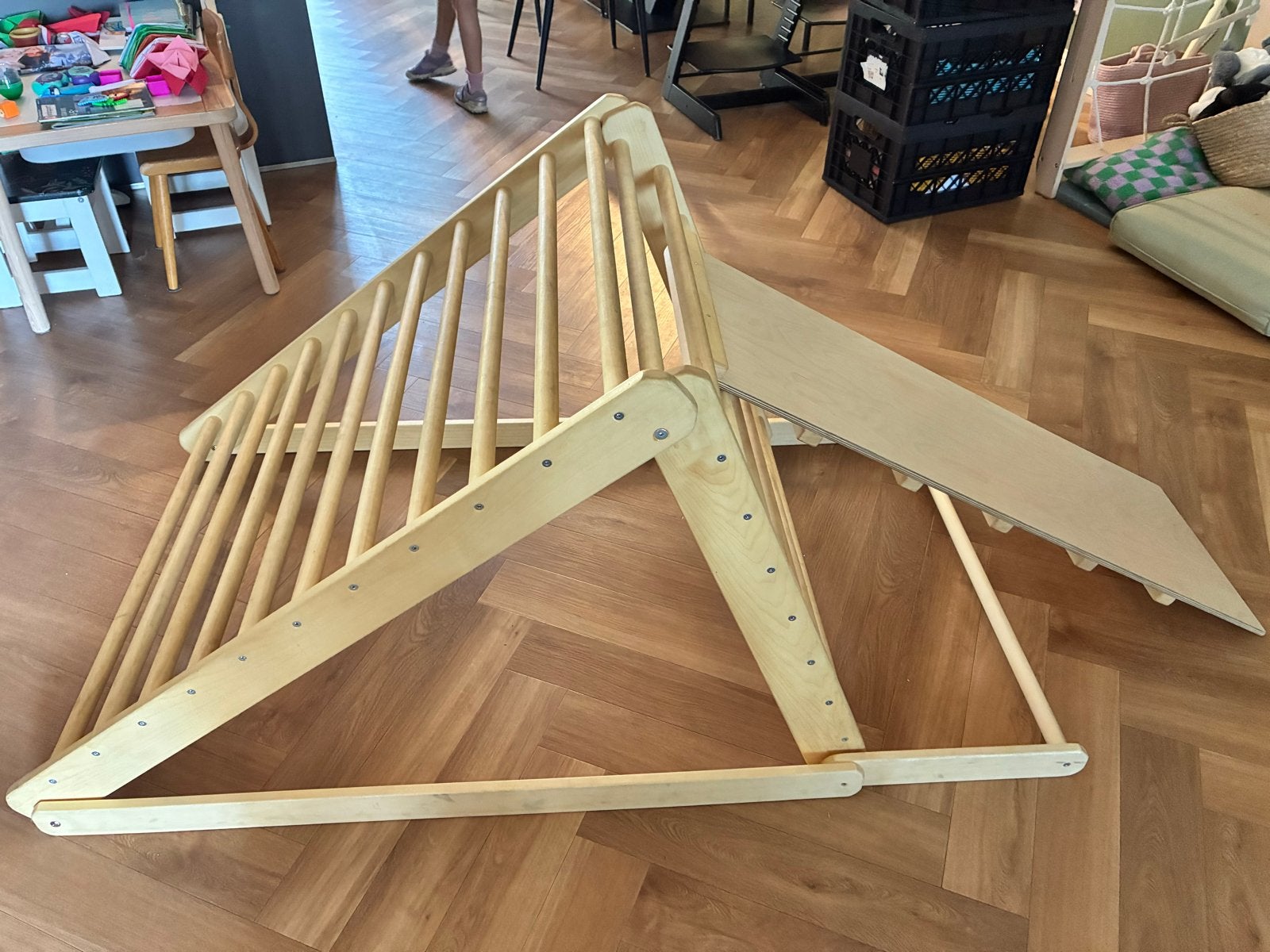 Houten klimrek met glijbaan - Pikler driehoek, Ophalen, Zo goed als nieuw, Klimwand