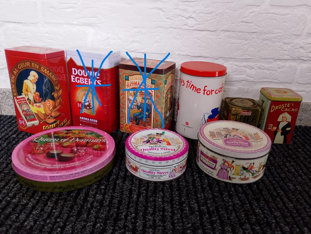 Blikken diverse (koffie, snoep en thee), Ophalen of Verzenden, Gebruikt, Overige