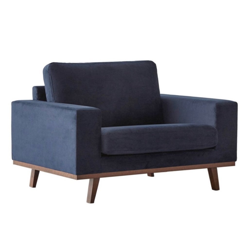 Loveseat velours/velvet bank donkerblauw NOUS living, Ophalen, Gebruikt, Overige maten, 75 tot 100 cm