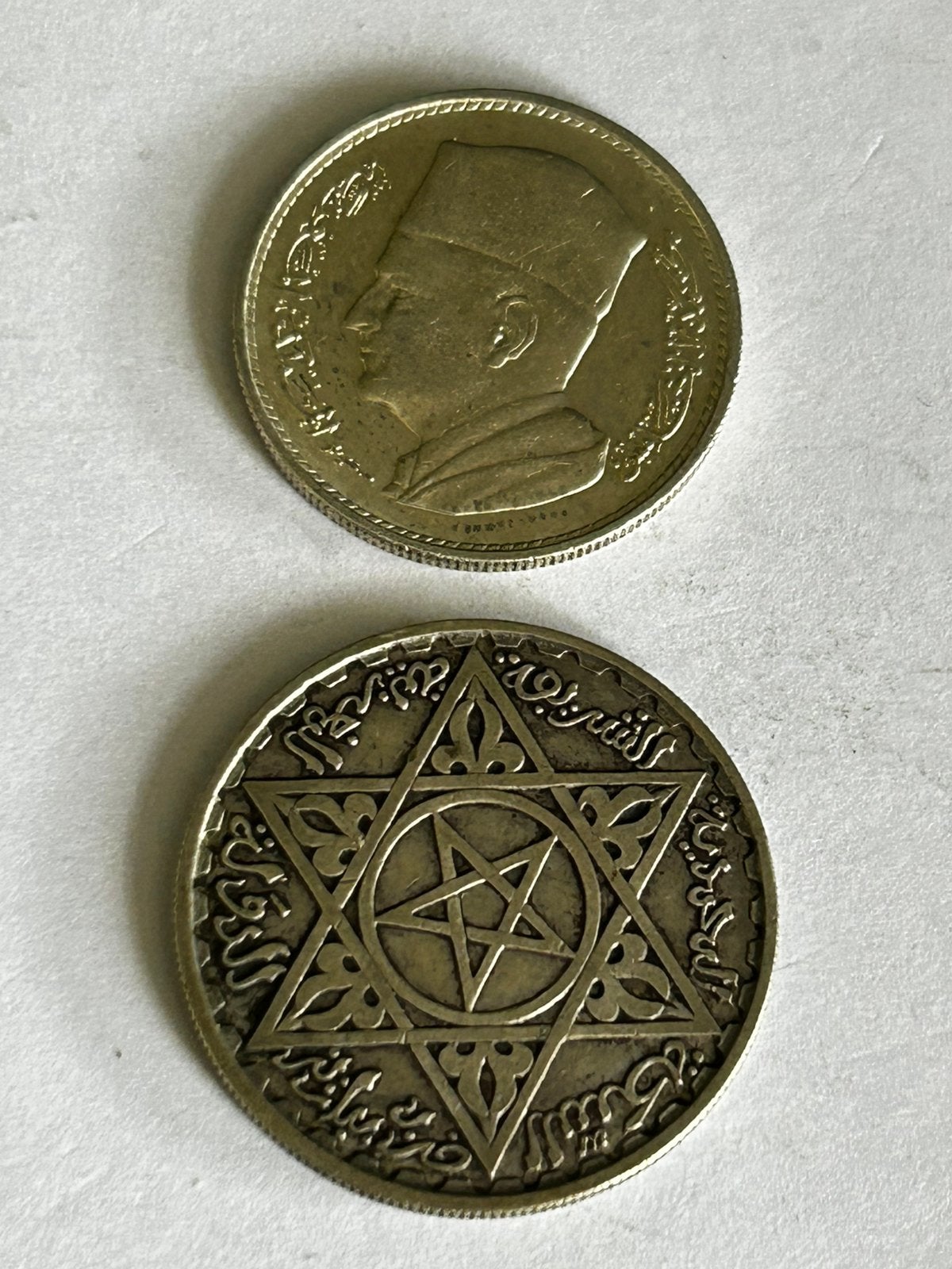 Set 2x Zilveren Marokkaanse Munten: 1 Dirham & 200 Francs, Ophalen of Verzenden, Overige landen, Zilver