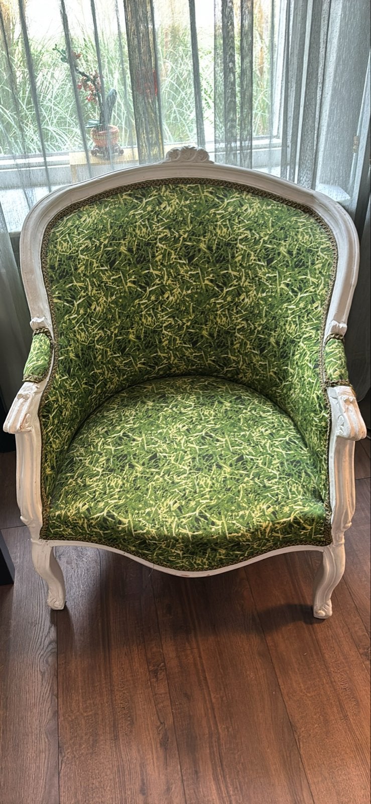 Barok fauteuil met grasprint - set van 2, Ophalen