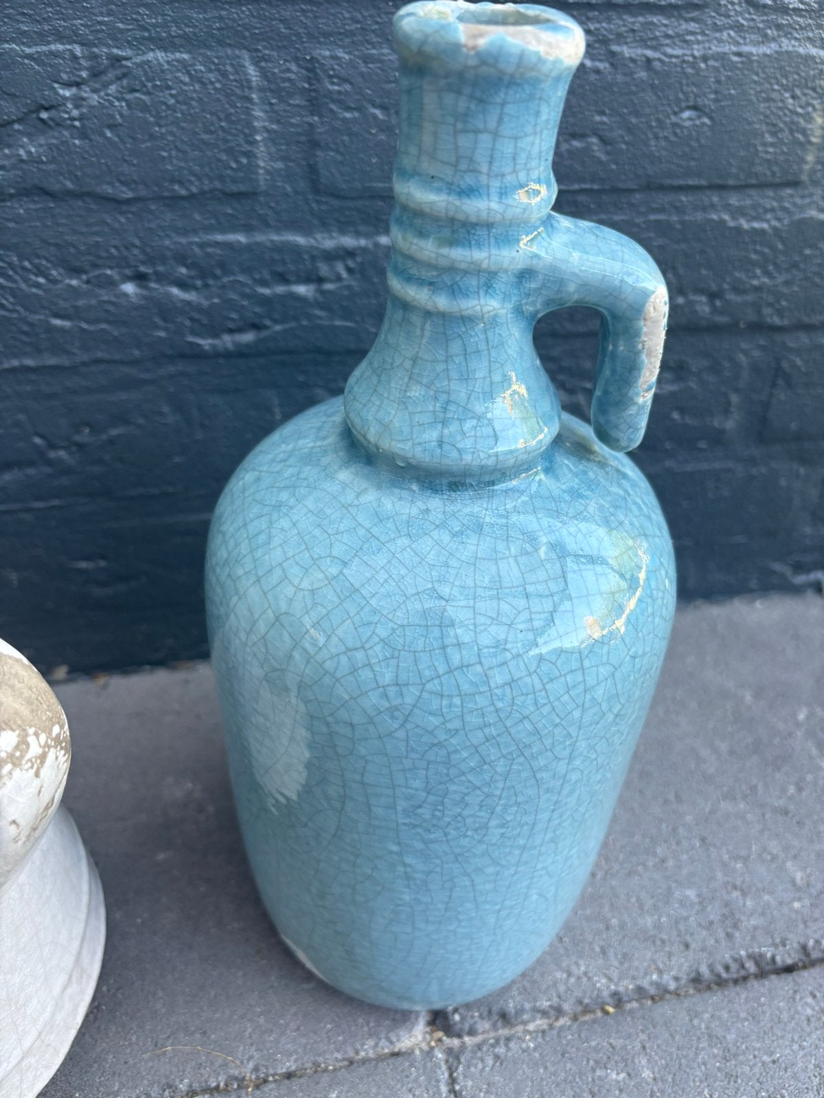 Brynxz turquoise blauwe vaas/kruik - 31cm hoog, Huis en Inrichting, Ophalen of Verzenden, Gebruikt, Overige kleuren, Overige materialen