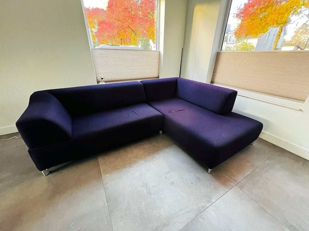 Leolux Faya Lobi hoekbank met chaise longue, Ophalen, 250 tot 300 cm, Gebruikt, Hoekbank