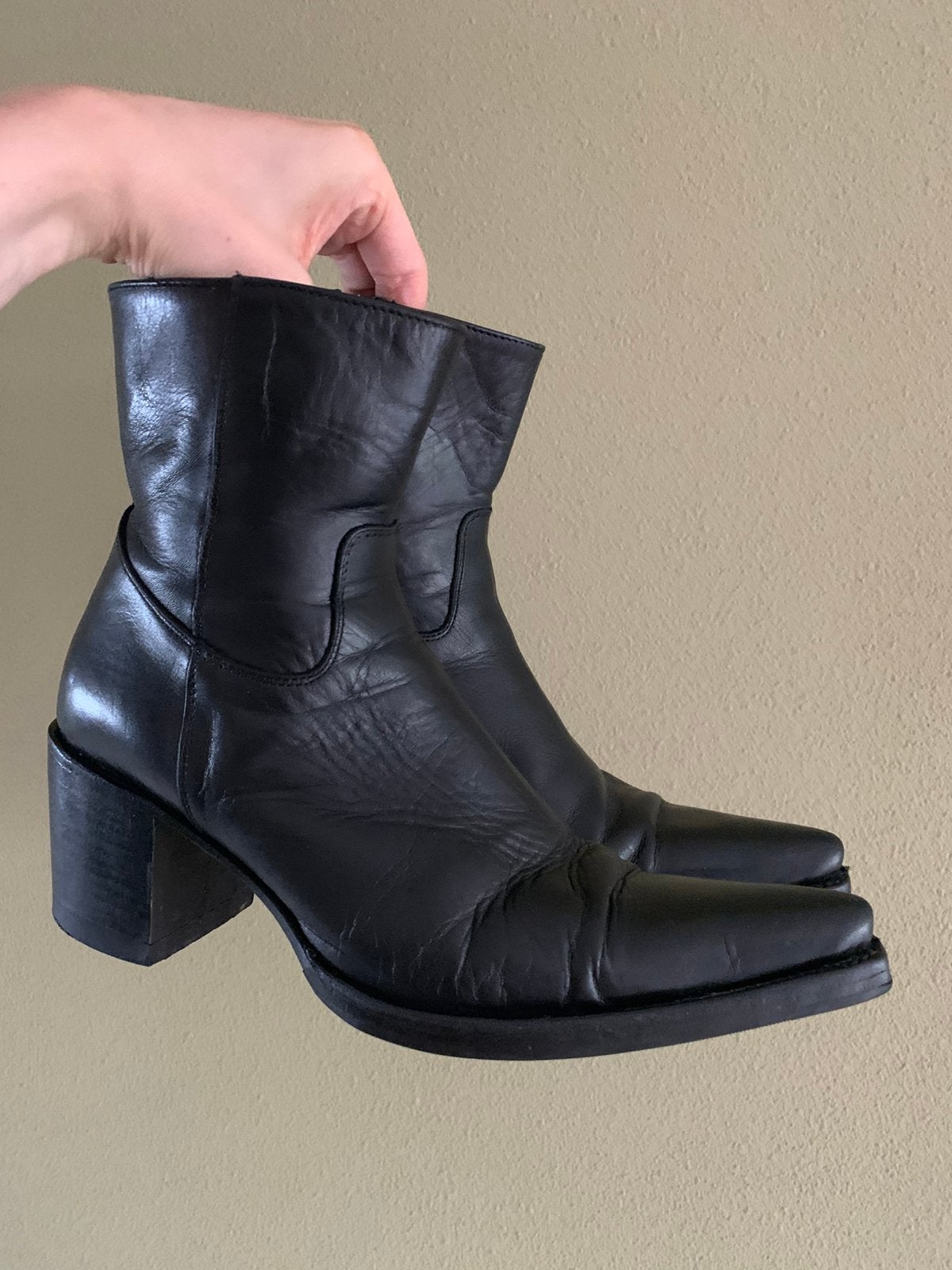 Sendra campus enkellaarsjes 38 rits blokhak retro boots, -, Zwart, -, Lage of Enkellaarzen