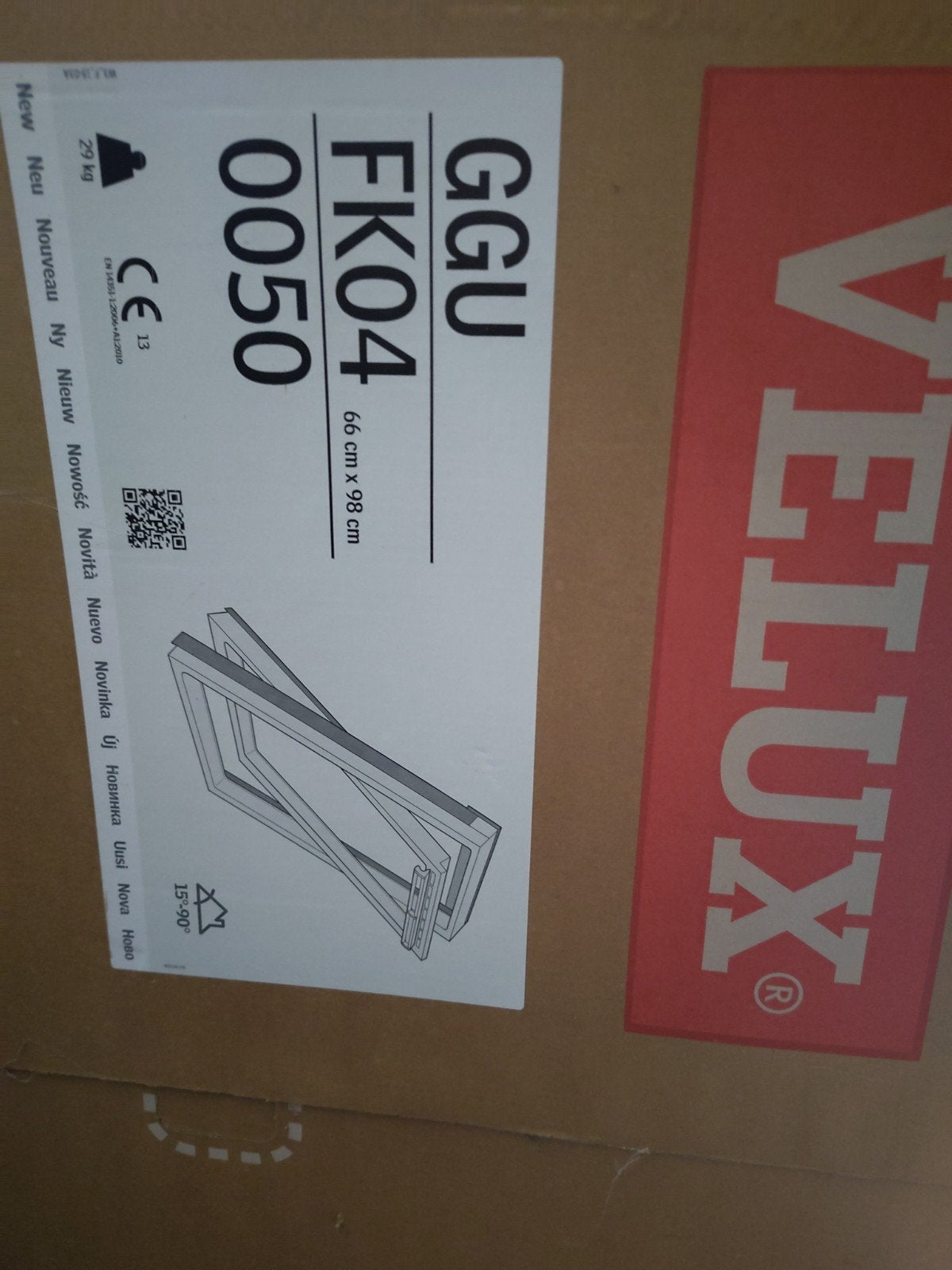 Velux GGU FK04 Dakraam - Nieuw in doos (66x98 cm), Ophalen, Nieuw, Minder dan 80 cm, Dakraam