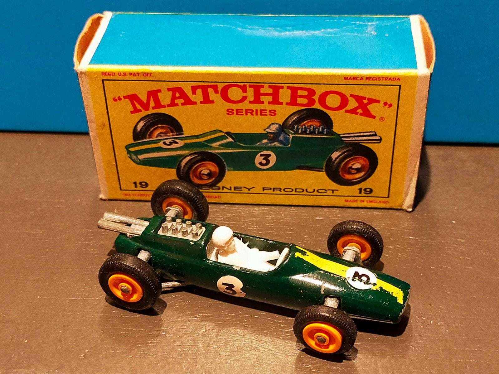 Lesney Matchbox MB 19 Lotus met doosje, Ophalen of Verzenden, Zo goed als nieuw, Auto, Lesney
