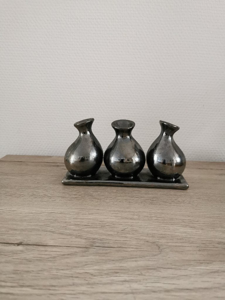 Siervaasjes op plateau, Overige materialen, Overige kleuren, Ophalen of Verzenden, Zo goed als nieuw