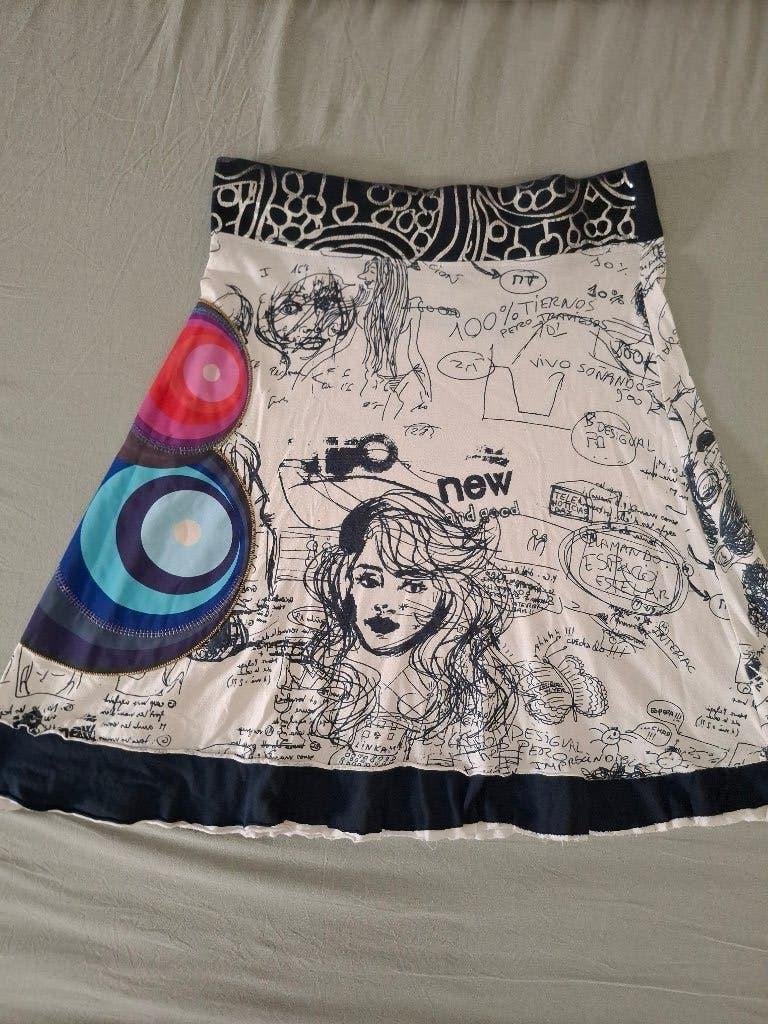Desigual rok met grafische print en kleurrijke details, Meerkleurig, Ophalen of Verzenden, Zo goed als nieuw, Boven de knie