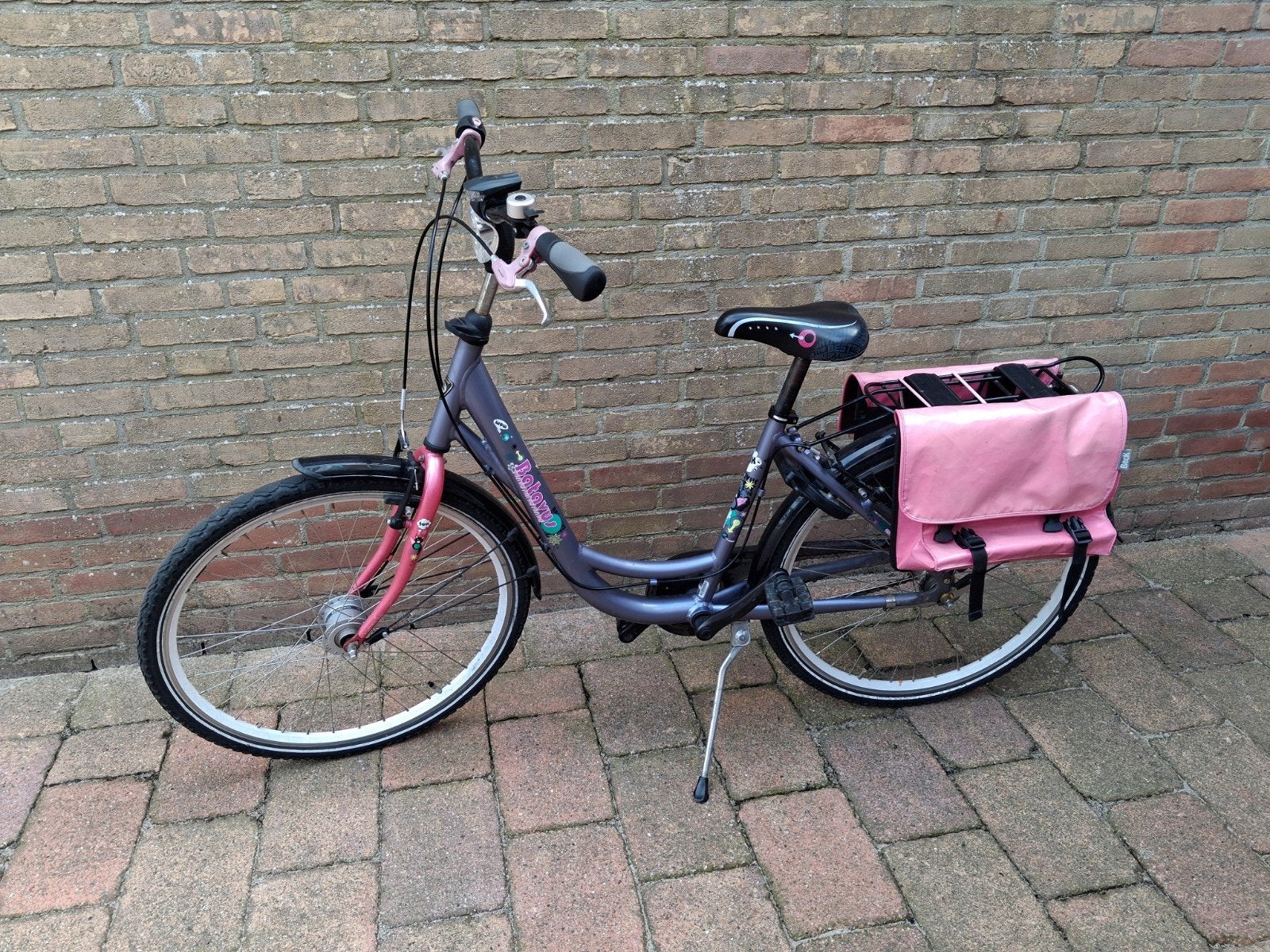 Batavus Fox meisjesfiets met fietstassen, Terugtraprem, Gebruikt, Versnellingen, Batavus