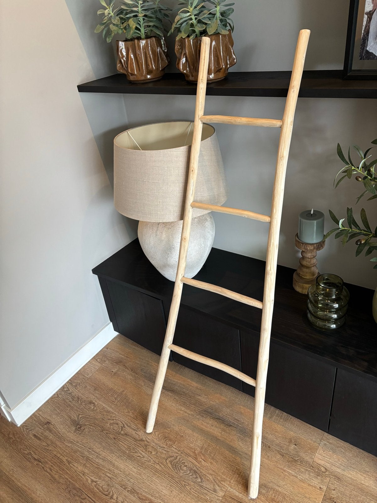 Decoratieve houten ladder, Ophalen, Hout, Bruin, Landelijk