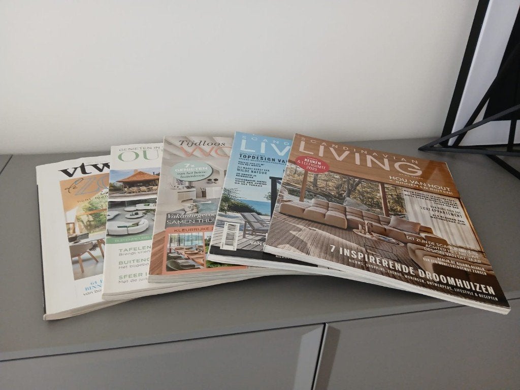 5 interieurtijdschriften - oa Scandinavian Living, VTwonen, Ophalen of Verzenden, Gelezen, Overige typen