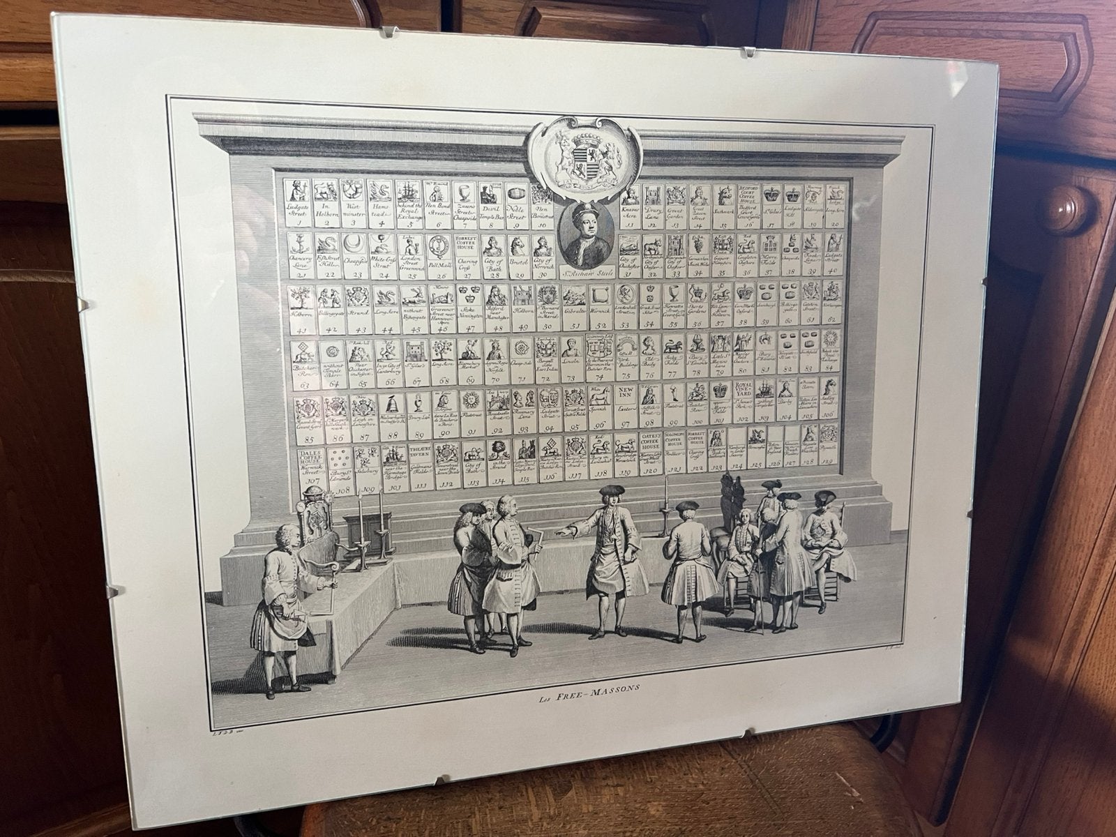 Kopergravure LES FREE-MASSONS Samenzijn Vrijmetselaars 1736, Ophalen