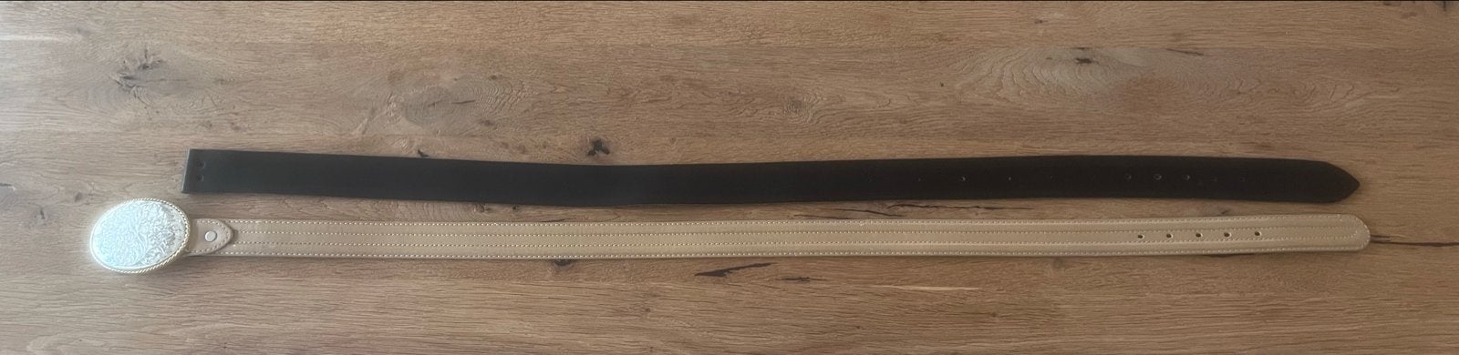 Buckle met 2 Leren Riemen : western 110 cm, Ophalen of Verzenden, Zo goed als nieuw, Western