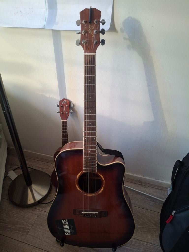 Semi-acoustische Morgan Western gitaar met element, Ophalen of Verzenden, Gebruikt, Western- of Steelstringgitaar, Met (piezo-)element