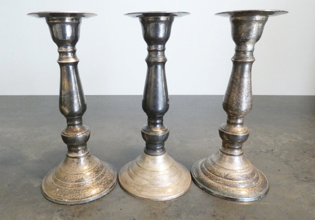 3x silverplated kandelaar klassiek model [1747], Ophalen of Verzenden
