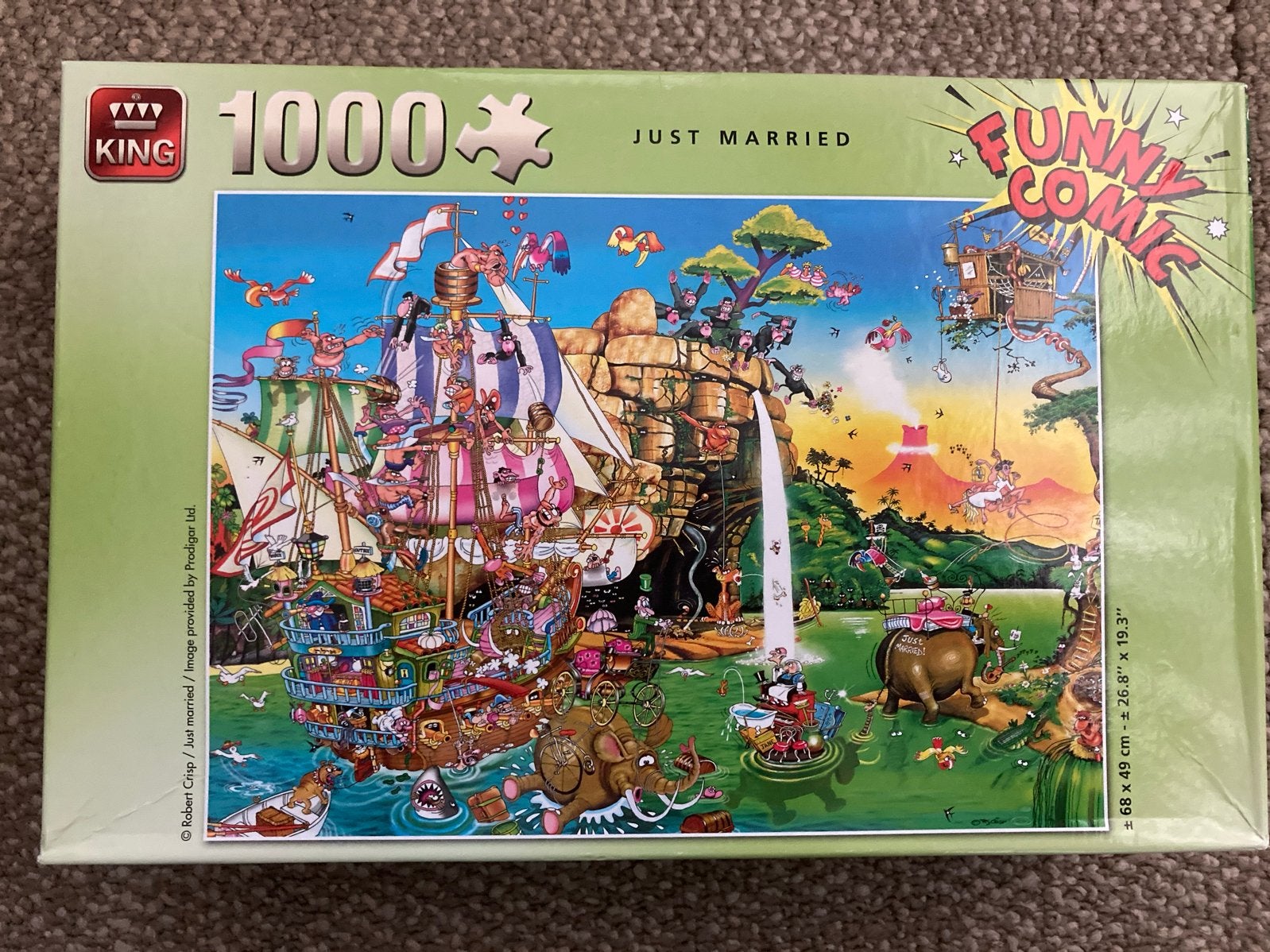 King Puzzel 1000 stukjes - Just Married Funky Comic, Ophalen of Verzenden, 500 t/m 1500 stukjes, Nieuw, Legpuzzel