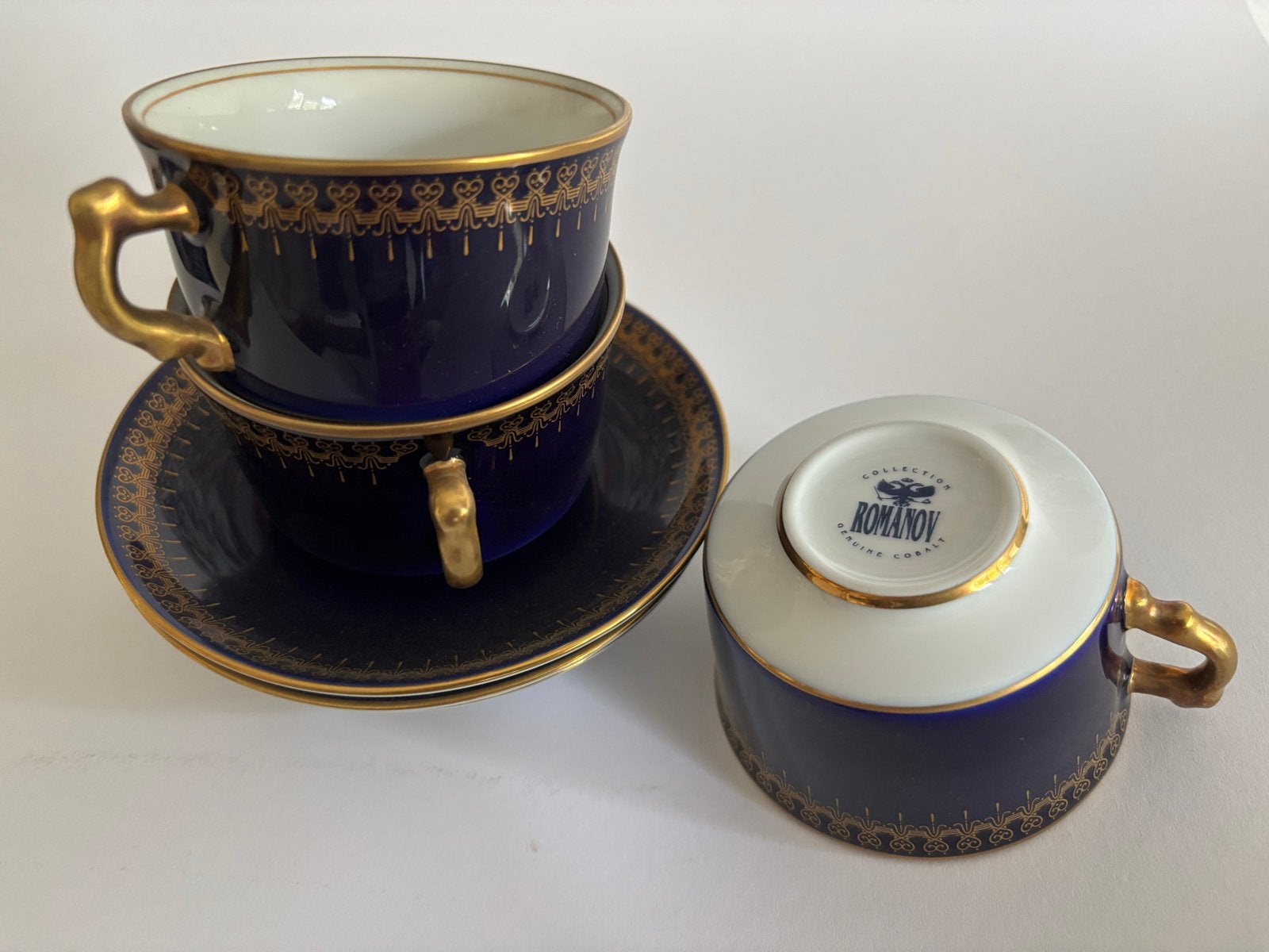 Romanov Collection Kobalt Porseleinen Kop en Schotel Set, Ophalen of Verzenden