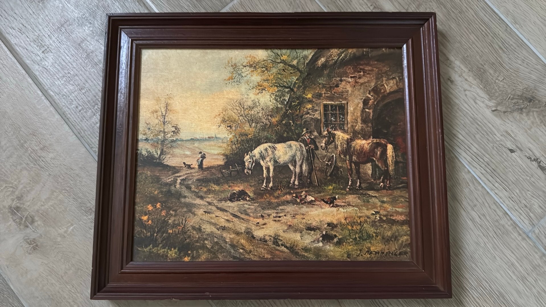 Schilderij J Behringer, Antiek en Kunst, Dieren, Olieverf, Klassiek, Ingelijst