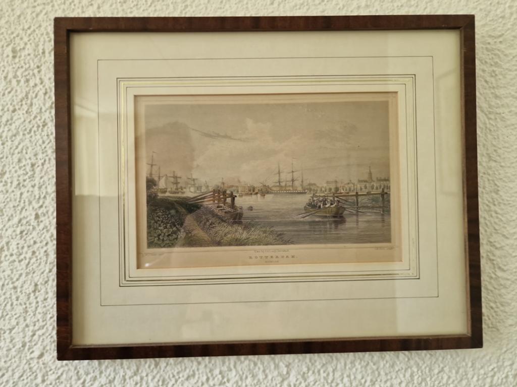 Set van 3 ingelijste Rotterdam prenten / gravures, Antiek en Kunst, Kunst | Etsen en Gravures, Ophalen of Verzenden