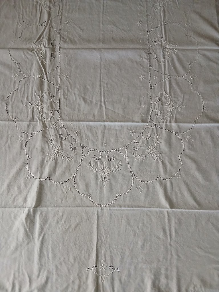Vintage tafellaken, Huis en Inrichting, Handgemaakt, Gebruikt, 125 cm, 166 cm