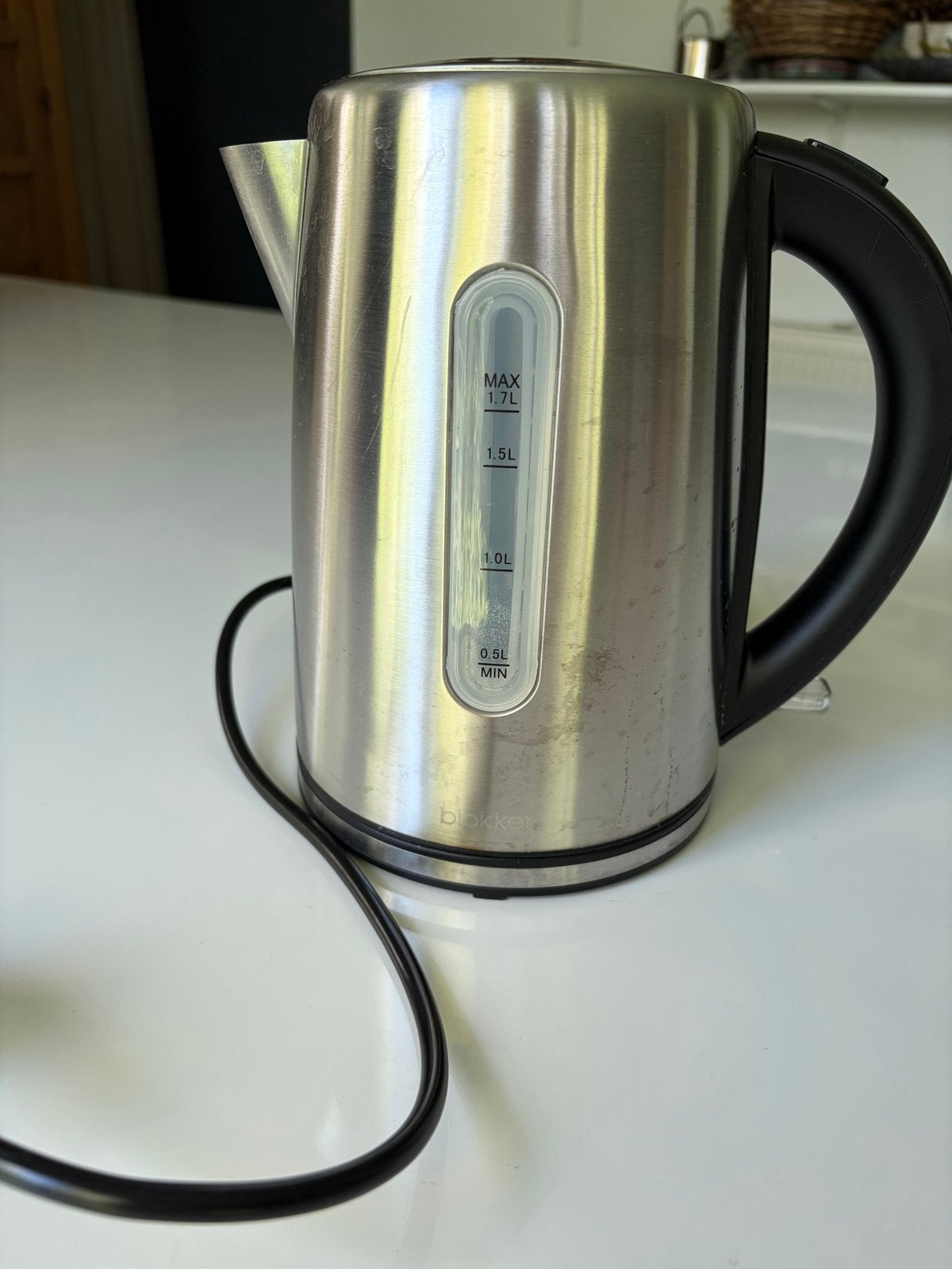 Blokker RVS Waterkoker 1.7 liter - Zo goed als nieuw, 1 tot 2 liter, Ophalen of Verzenden, Zo goed als nieuw, Rvs