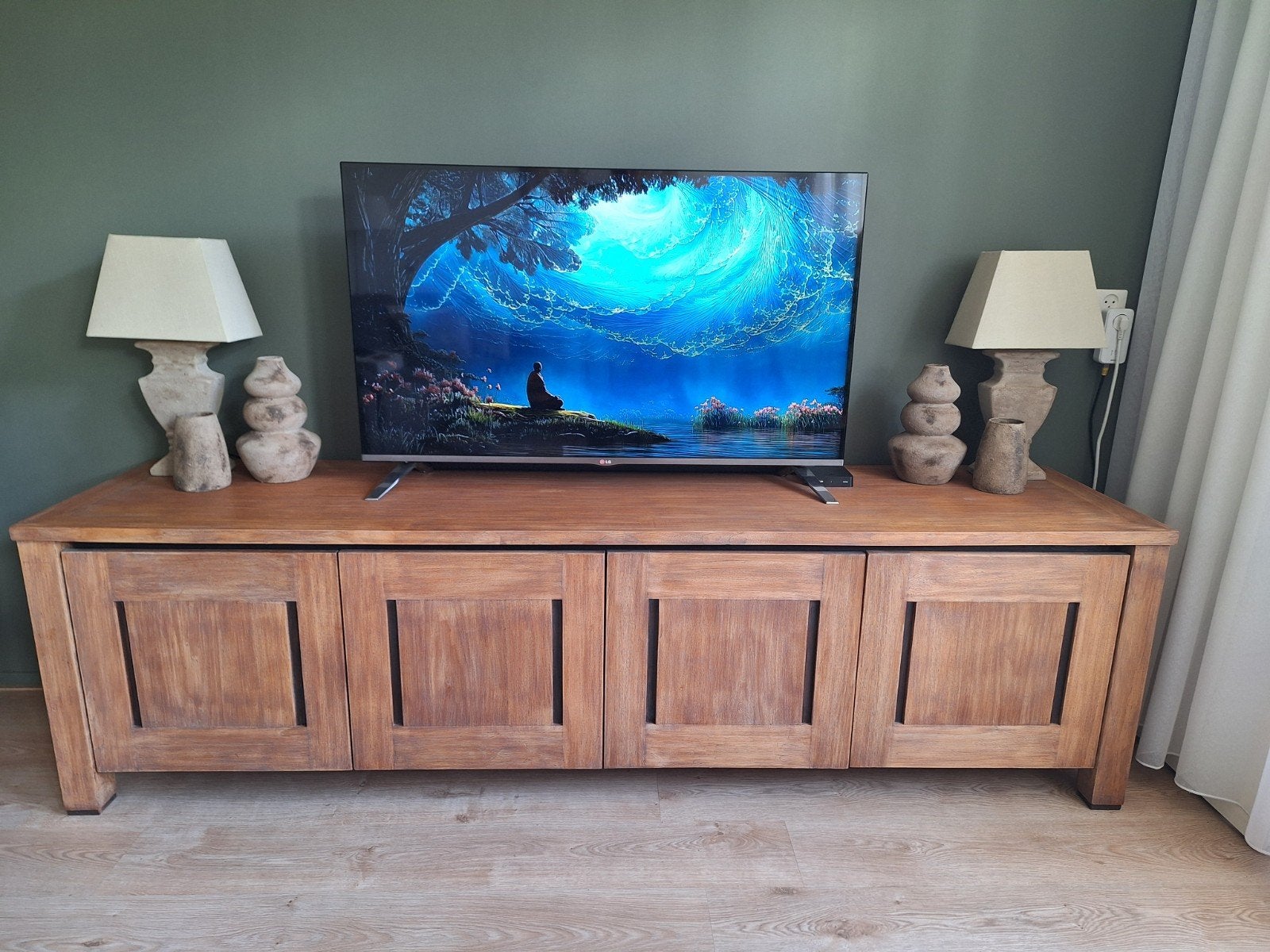 Massief Teakhouten Designkast - TV Meubel, Ophalen, Modern design, Teakhout, Zo goed als nieuw