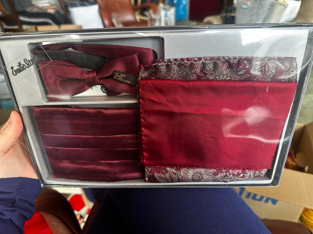 Emilio Sandrini Cummerbund, Vlinderdas & Pochet Set, Ophalen of Verzenden, Nieuw