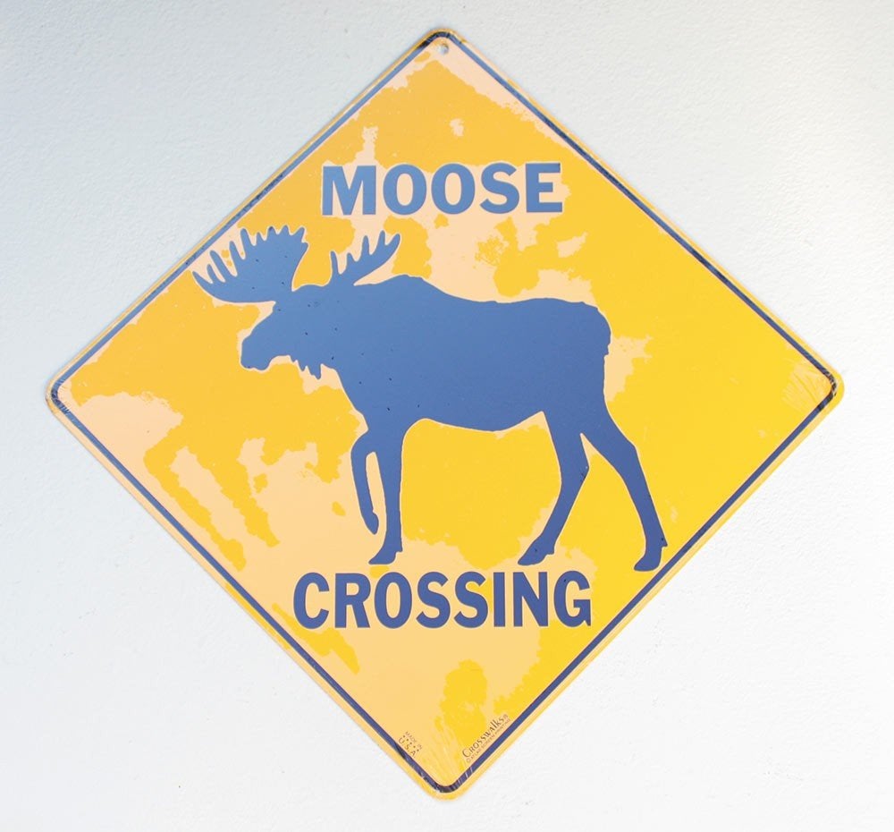 "Moose Crossing" - metalen schild 30,5 cm (eland gewei), Metaal, 30 cm, Nieuw, Ophalen of Verzenden