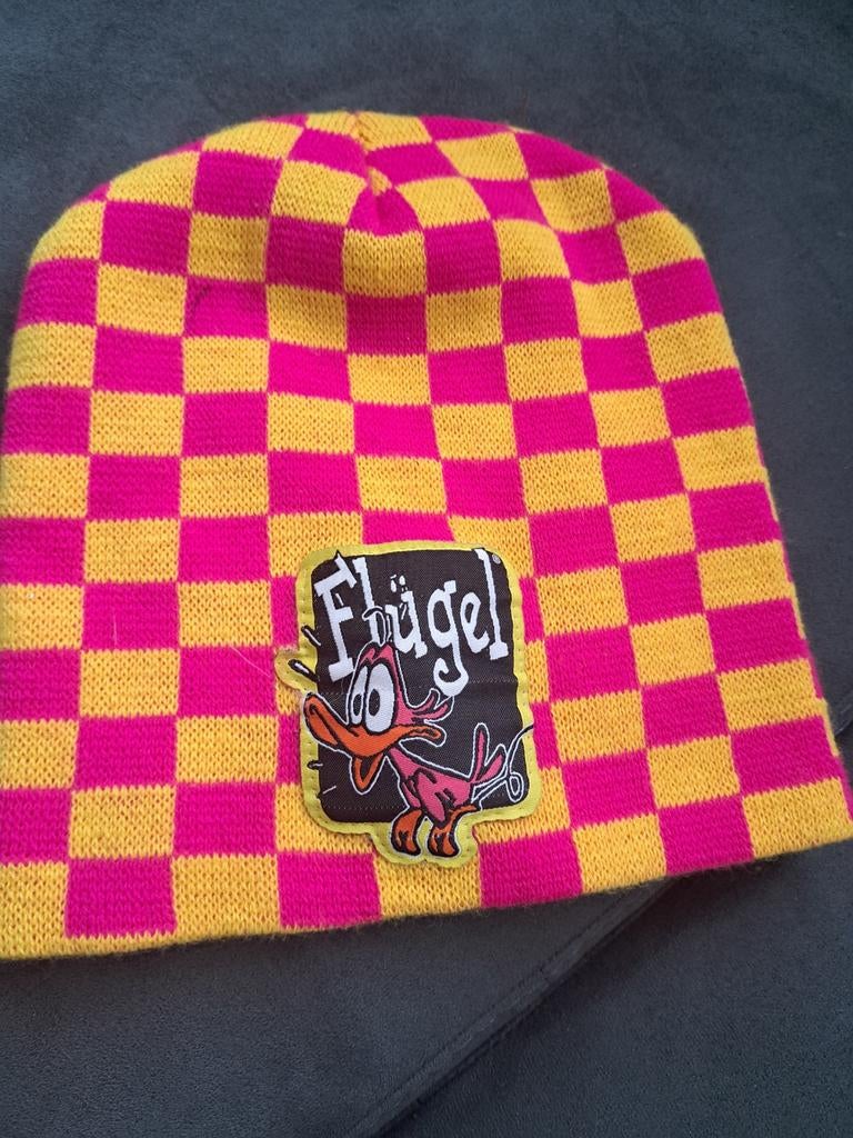 Flügel Muts - Geel/Roze Geblokt, Maat 38/40 (M), Ophalen of Verzenden, Gedragen, Flügel