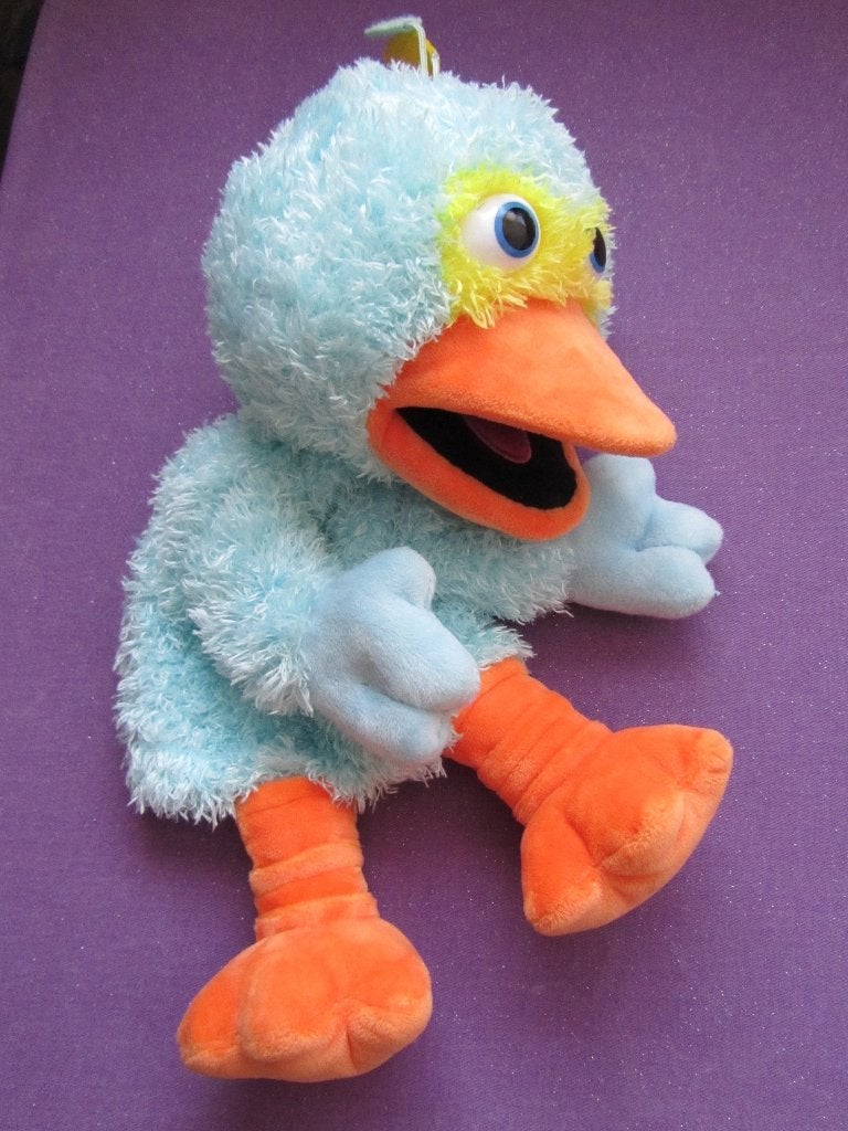 SESAMSTRAAT Knuffel HANDPOP VOGEL PINO  UIT 2017 **Nieuw**, Kinderen en Baby's, Overige typen, Blauw, Nieuw, Ophalen of Verzenden
