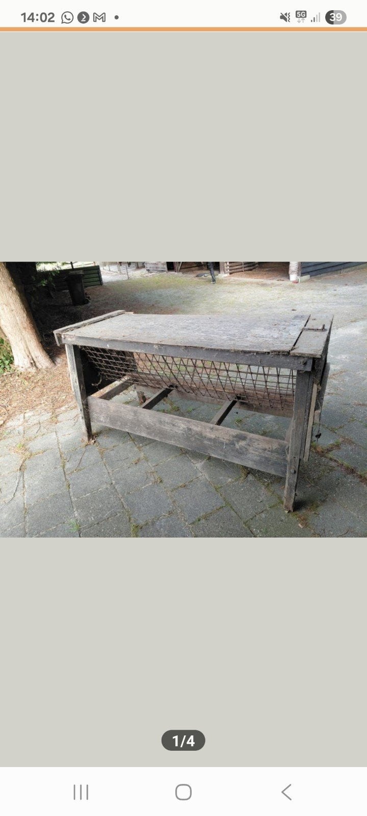 Oude houten voederbak/hooiruif voor dieren, Ophalen