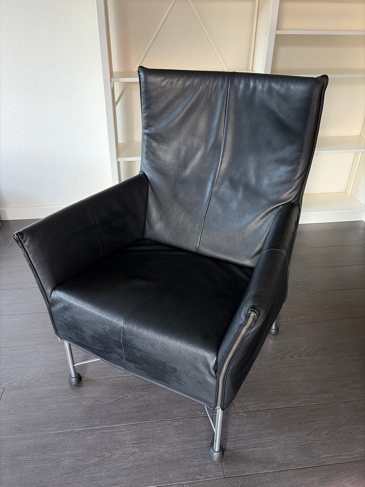 Charly flex stoelen (2) met voetenbank, zwart Montana leer, Ophalen, Twee, Zwart, Leer