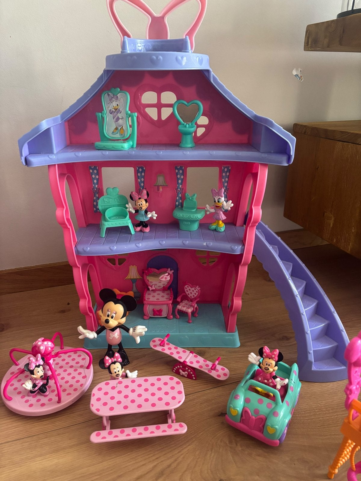 Grote Minnie Mouse speelset met huis, auto en figuren, Kinderen en Baby's, Ophalen of Verzenden, Gebruikt, Meisje