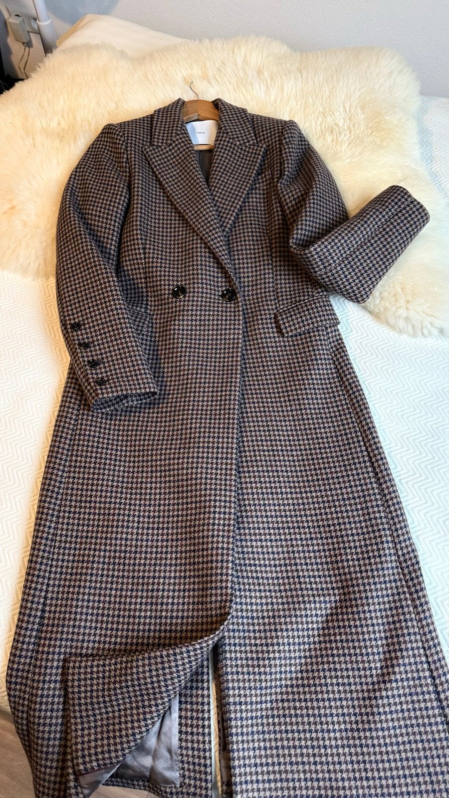 MNG Houndstooth Lange Jas - Maat XS, Ophalen of Verzenden, Zo goed als nieuw, Maat 34 (XS) of kleiner, Meerkleurig