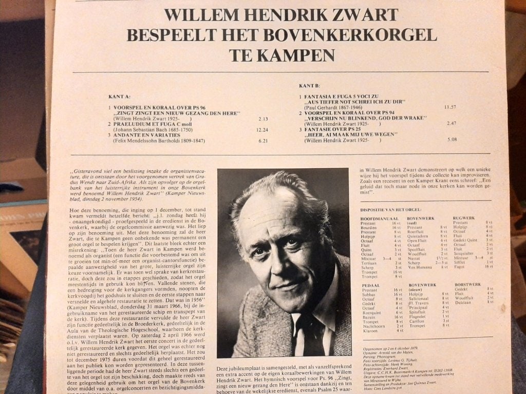 Willem Hendrik Zwart 25 Jaar Bovenkerkorganist (Kampen) LP, Ophalen, Gelezen, Christendom | Protestants