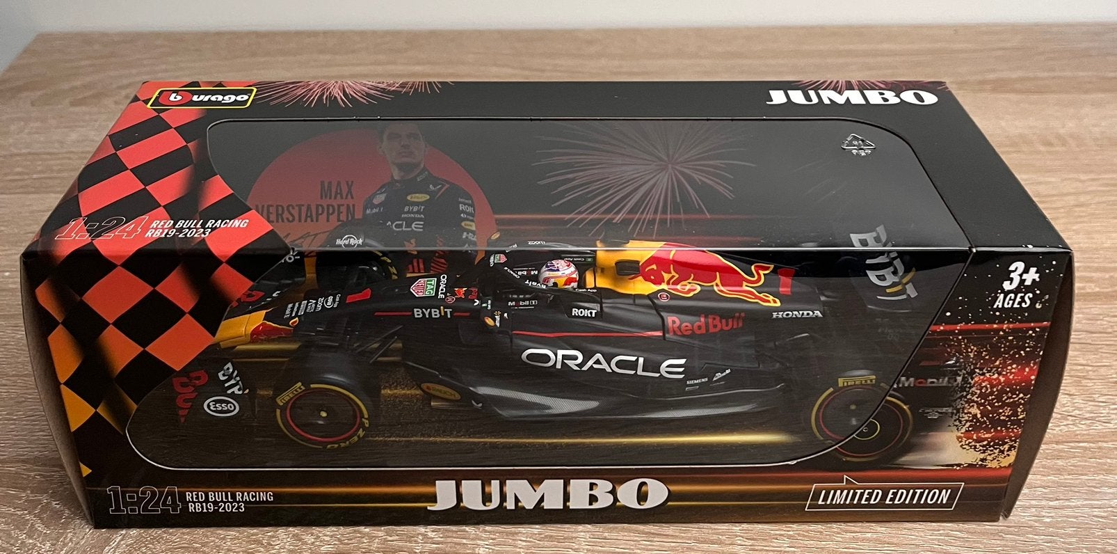 Max Verstappen - Jumbo - Burago - RB19, Hobby en Vrije tijd, Ophalen of Verzenden, Zo goed als nieuw, Bburago