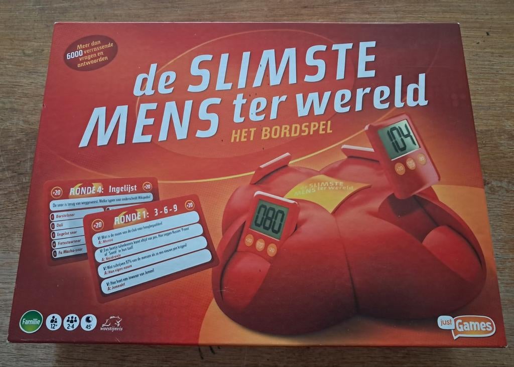De Slimste Mens ter Wereld - Het Bordspel, Hobby en Vrije tijd, Gezelschapsspellen | Bordspellen, Een of twee spelers, Ophalen of Verzenden