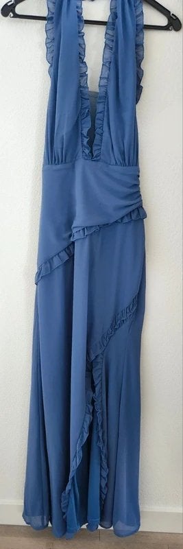Feestjurk v hals halter,maat s,kleur blauw,merk shein, Galajurk, Blauw, Ophalen of Verzenden, Zo goed als nieuw