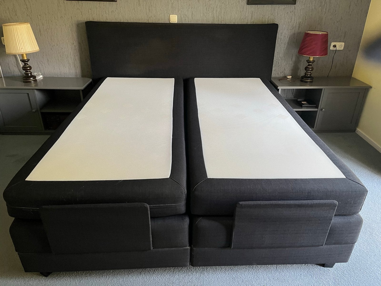 Elektrisch verstelbare tweepersoons boxspring, Ophalen, 210 cm, Tweepersoons, Overige maten
