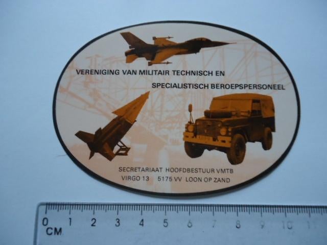 sticker oud Leger f16 vliegtuig Landrover auto land rover, Verzenden, Zo goed als nieuw, Bedrijf of Vereniging