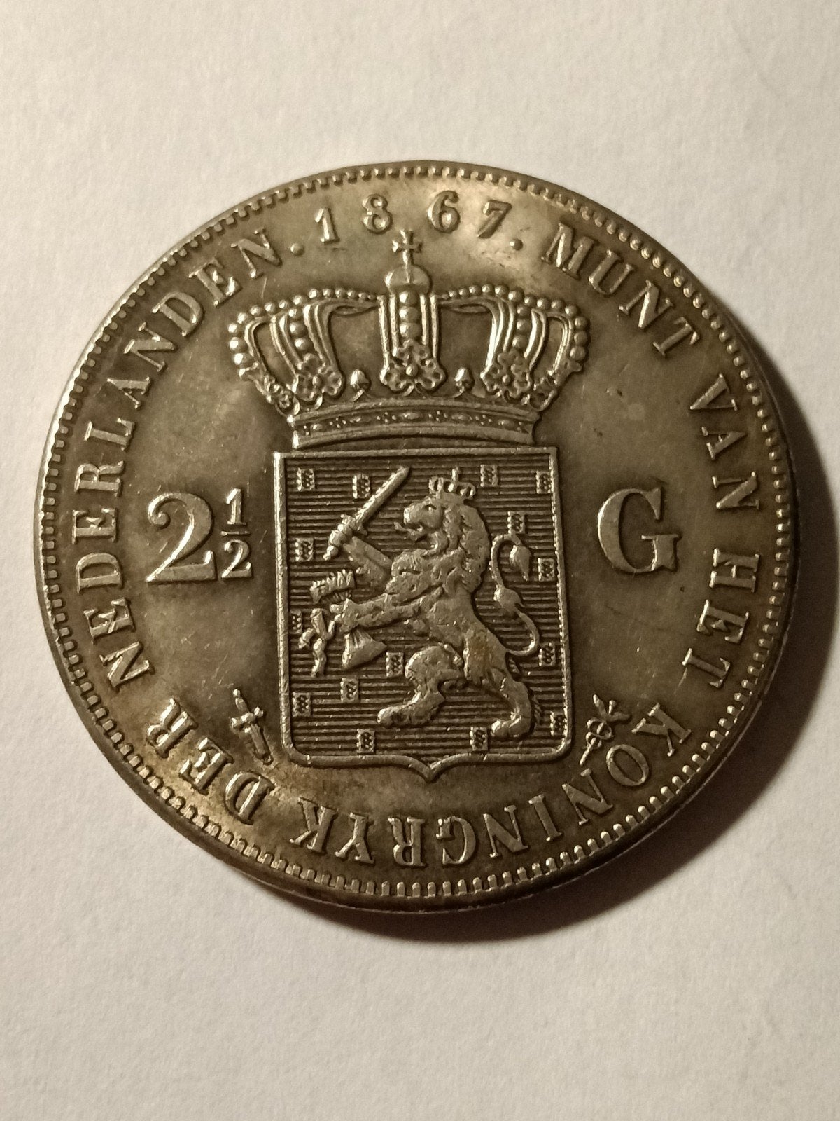 Rijksdaalder Willem drie 1867, Ophalen of Verzenden, Koning Willem III, 2½ gulden, Zilver