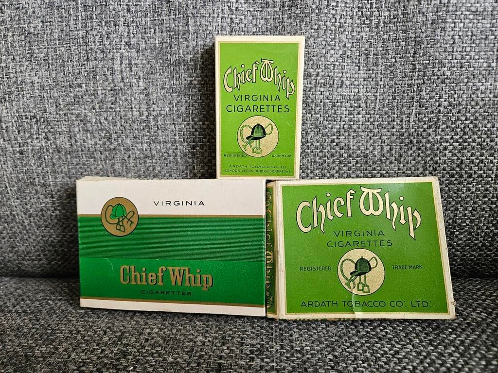 Vintage Chief Whip Virginia Sigarettenpakjes (3 stuks), Verzamelen, Ophalen of Verzenden, Gebruikt, Tabaksdoos of Verpakking