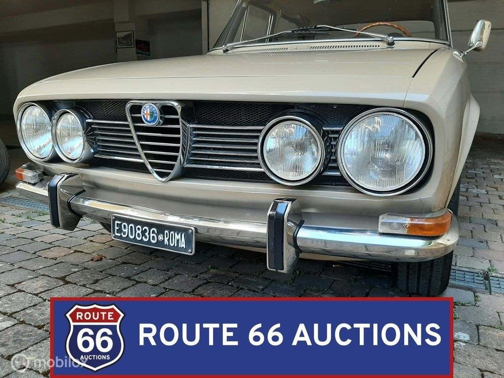 Alfa Romeo 1750 Berlina | 1969 | Route 66 Auctions, Auto's, Overige carrosserieën, Zwart, Bedrijf, Handgeschakeld