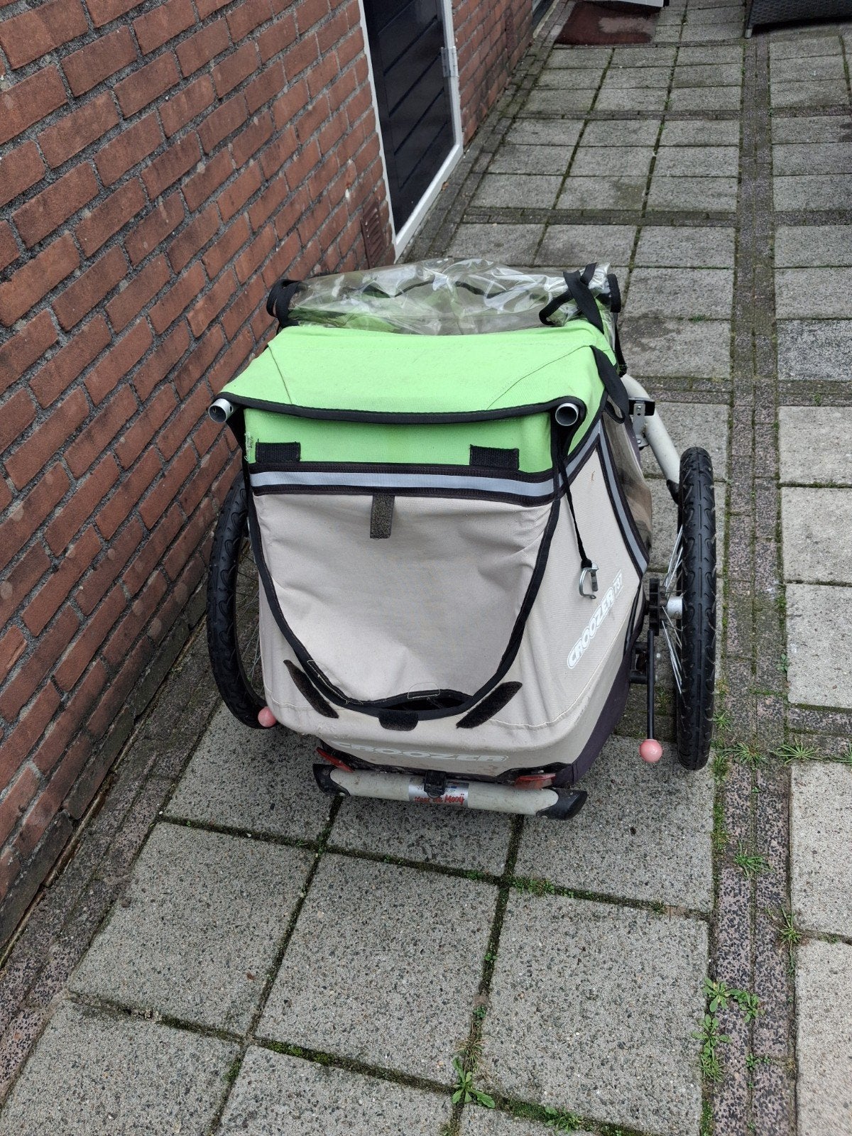 Croozer Kinderfietskar - Groen/Beige - Gebruikt, Fietsen en Brommers, Ophalen, Gebruikt, Opvouwbaar, Croozer